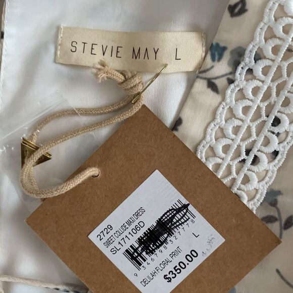 NWT VTG Stevie May Floral Cream Maxi Dress with Lace Details Size L - Picture 3 of 14